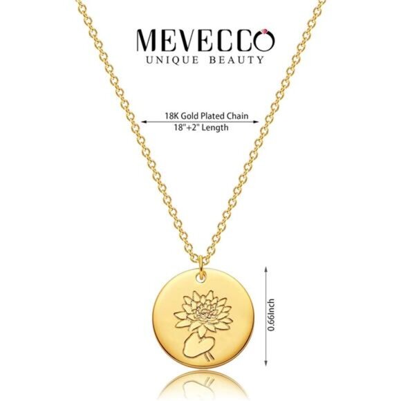 Birth Flower Necklace Personalized Dainty Gold Pendant Necklace Birthday Gift - Picture 5 of 7